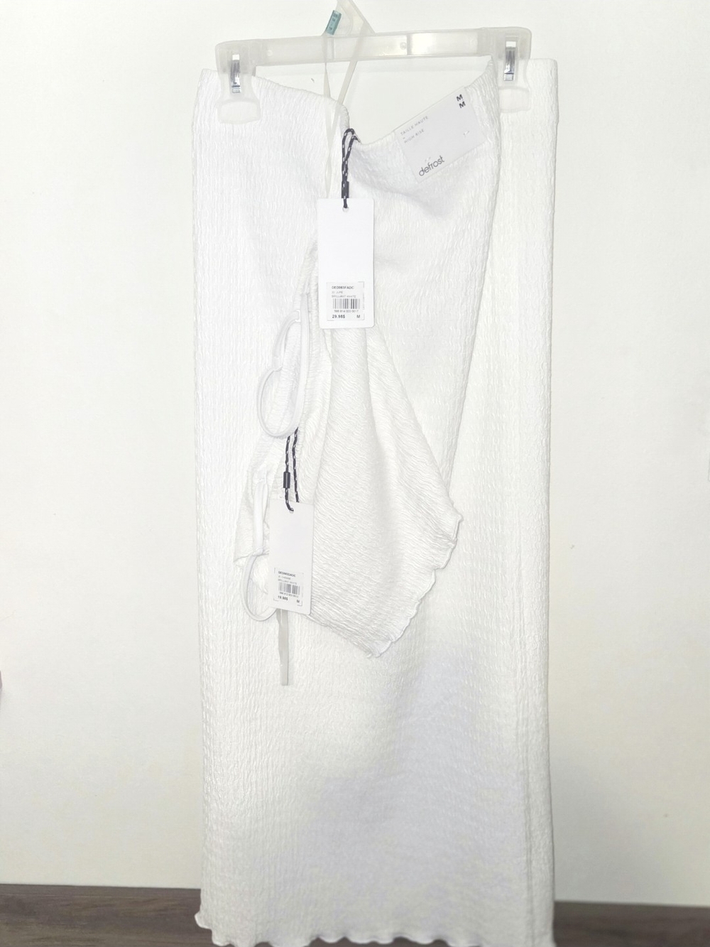 White Textured Maxi Skirt Set.